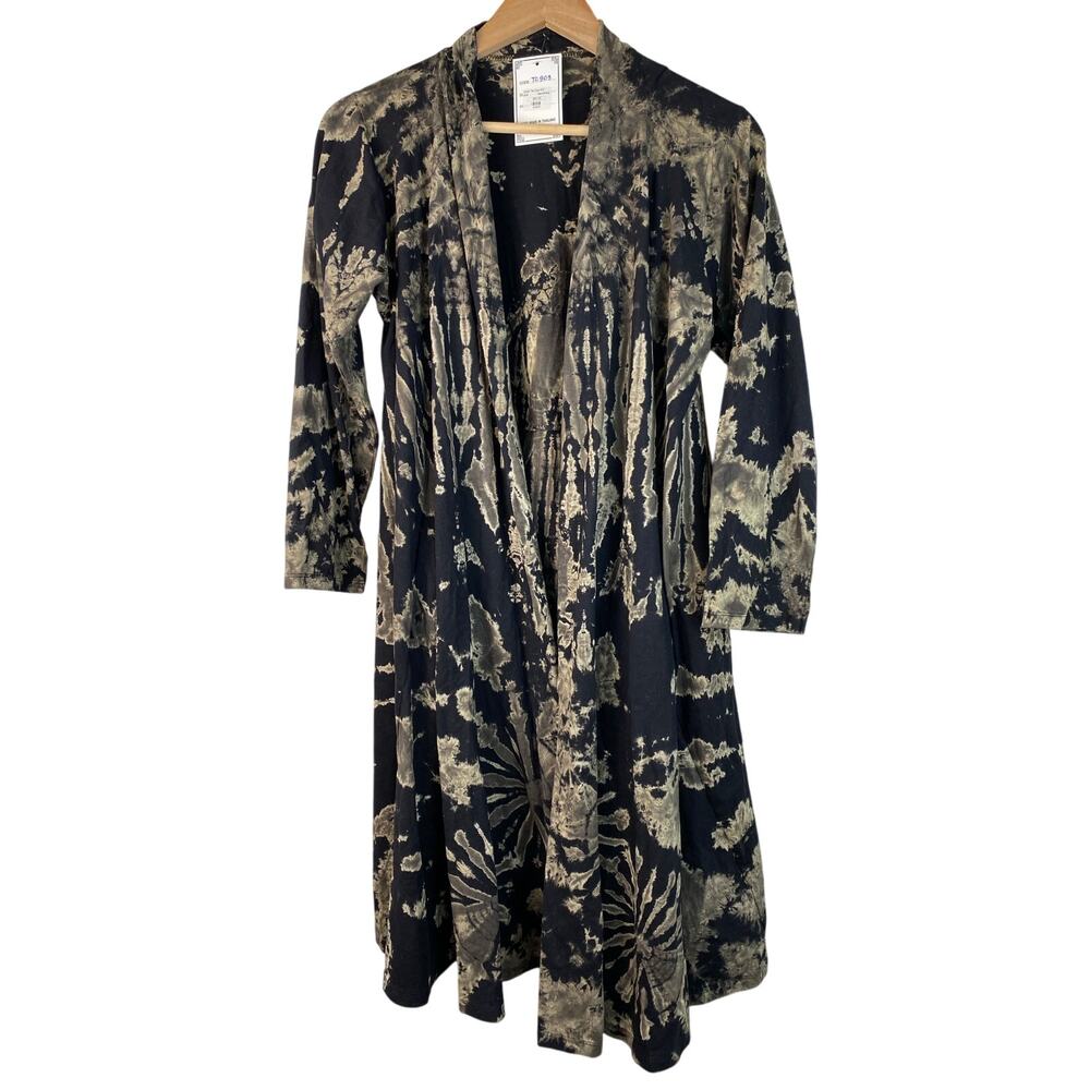 NWT Black Beige One‎ Size Tie Dyed Open Coat Hand Made in Thailand $62 *